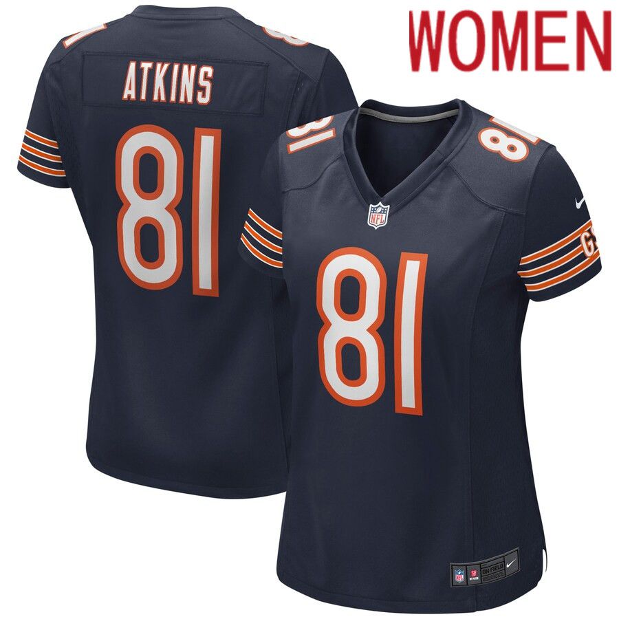 Women Chicago Bears #81 Doug Atkins Nike Navy Game Retired Player NFL Jersey->women nfl jersey->Women Jersey